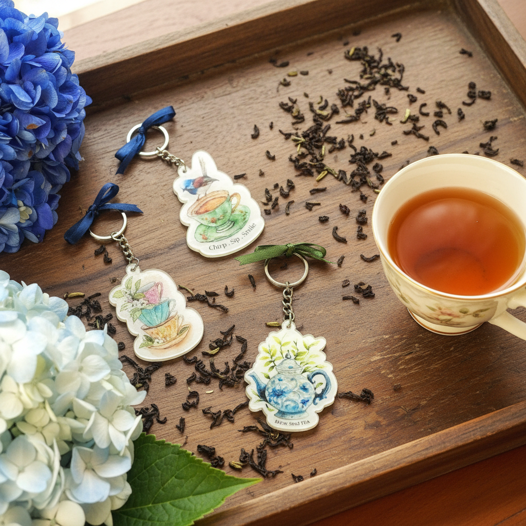 Rustic wooden tray with tea