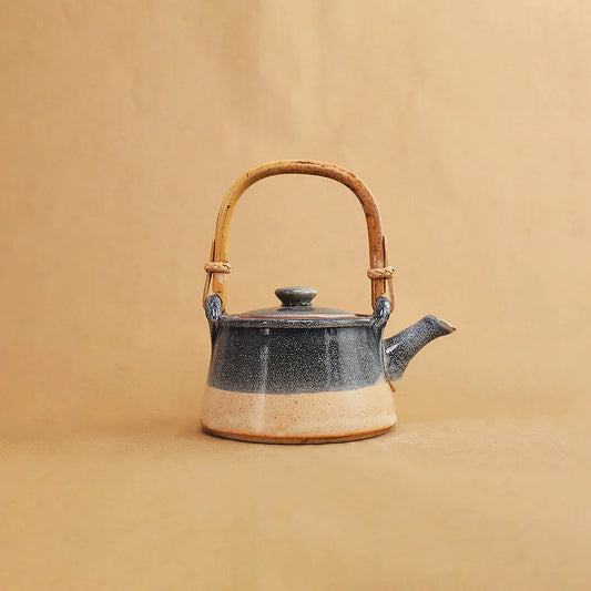 Pondicherry-inspired ceramic pottery with French blue glaze - handmade artisan tea ware