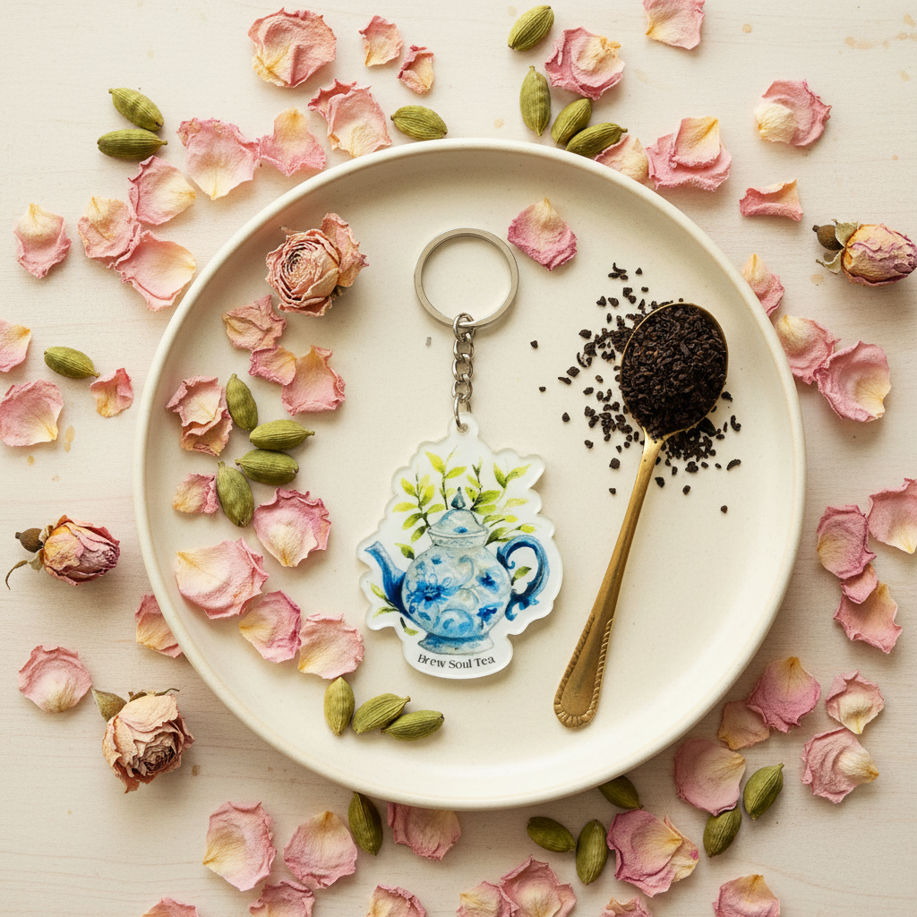 Cream plate with rose petals