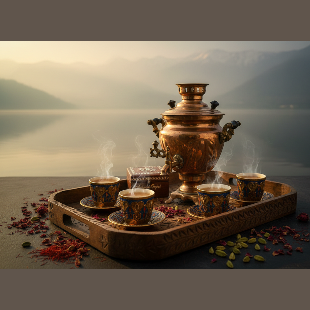 Kashmiri Kehwah hero banner — Himalayan origin story