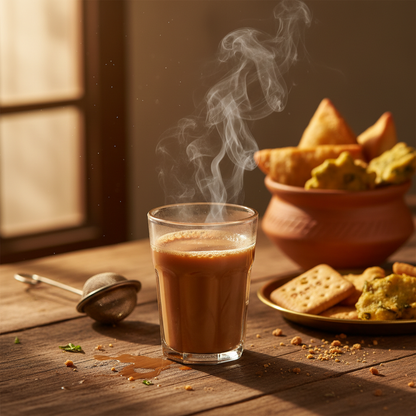 Kadak Chai with Indian Snacks
