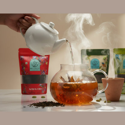 Premium Tea Discovery Trio Gift Set - Kadak Chai, Darjeeling Black & Green Tea 100 gms- Save 15%